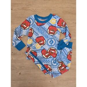 Vintage Disney Pixar Cars Lightning Mcqueen Waffle Knit 2 Pc Pyjama Set Size 3T